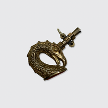 Load image into Gallery viewer, Antique Brass &amp; Carnelian Eagle Watch Key Pendant