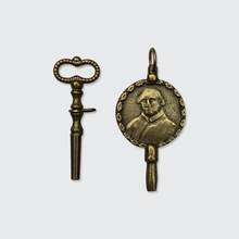 Load image into Gallery viewer, Two Antique Brass Watch Key Pendants