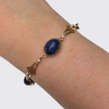 Load image into Gallery viewer, Antique Lapis Lazuli &amp; Pearl Link Bracelet