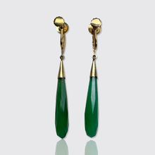 Load image into Gallery viewer, Art Deco Chalcedony &amp; Diamond Drop Earrings with Screw Fittings