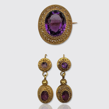 Load image into Gallery viewer, Victorian Amethyst Demi Parure in Fitted Box
