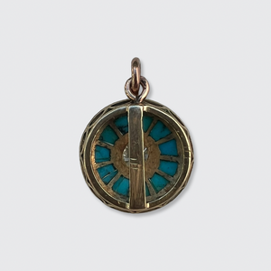 Victorian Enamel, Turquoise & Diamond Circular Pendant
