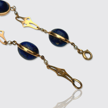 Load image into Gallery viewer, Antique Lapis Lazuli &amp; Pearl Link Bracelet