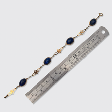 Load image into Gallery viewer, Antique Lapis Lazuli &amp; Pearl Link Bracelet