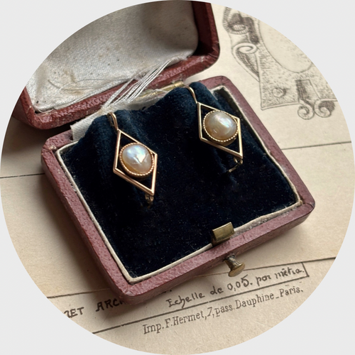 Victorian Kite-Shaped Pearl Earrings
