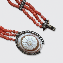 Load image into Gallery viewer, Vintage Coral &amp; Rose-Cut Diamond Cameo Bracelet
