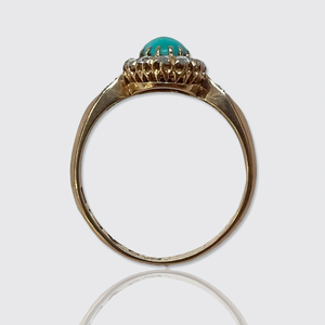 Antique Swedish Turquoise & Diamond Cluster Ring, 1905