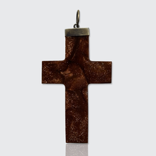 Load image into Gallery viewer, Victorian Goldstone Micro Mosaic Grand Tour Cross Pendant