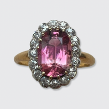 Load image into Gallery viewer, Victorian Pink Tourmaline &amp; Diamond Cluster Ring