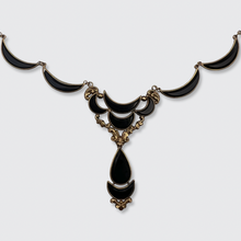 Load image into Gallery viewer, 19th Century Gold &amp; Onyx Lavalier Necklace, Vatican Workshop