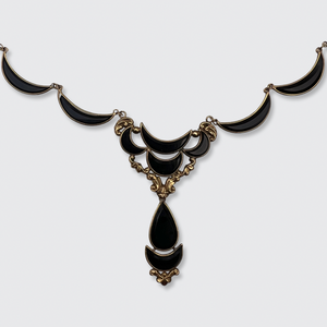 19th Century Gold & Onyx Lavalier Necklace, Vatican Workshop