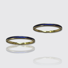 Load image into Gallery viewer, Pair of Two 18k Gold Blue Enamel Rings