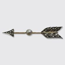 Load image into Gallery viewer, Reserved for &#39;C&#39;, payment 2/3: Pearl &amp; Diamond Arrow Brooch + Kite Earrings