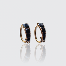 Load image into Gallery viewer, Victorian Onyx 'Huggie' Hoop Earrings