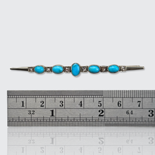Load image into Gallery viewer, Art Deco Turquoise &amp; Diamond Bar Brooch