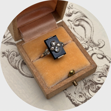 Load image into Gallery viewer, Art Deco Onyx &amp; Diamond Clover Ring