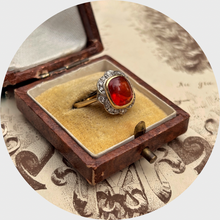 Load image into Gallery viewer, Vintage Fire Opal &amp; Diamond Cluster Ring