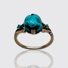 Load image into Gallery viewer, Egyptian Revival Faience Frog Amulet Ring