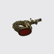 Load image into Gallery viewer, Antique Brass &amp; Carnelian Eagle Watch Key Pendant