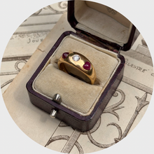 Load image into Gallery viewer, Vintage Heart-Shaped Rubies &amp; Diamond Ring