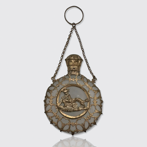 Antique Caged Glass Perfume Bottle with Ring