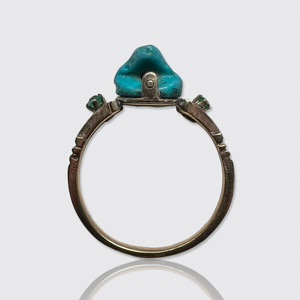 Egyptian Revival Faience Frog Amulet Ring