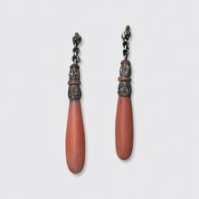 Load image into Gallery viewer, Art Deco Angel Skin Coral Drop Earrings