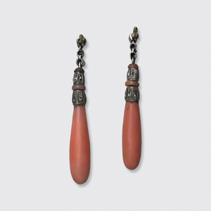 Art Deco Angel Skin Coral Drop Earrings