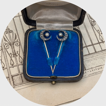 Load image into Gallery viewer, Set of Two Antique Crescent Moon Pins in Original Box