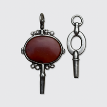 Load image into Gallery viewer, Two Silver Watch Key Pendants, including one set with Agate