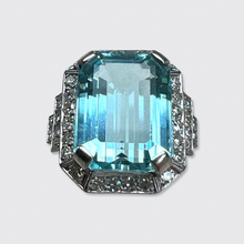 Load image into Gallery viewer, Vintage Aquamarine &amp; Diamond Cocktail Ring