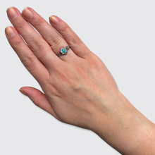Load image into Gallery viewer, Georgian Turquoise &amp; Diamond Flower Ring
