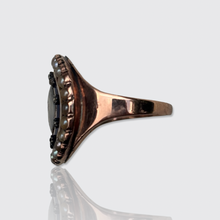 Load image into Gallery viewer, 18th Century Circular Enamel, Pearl &amp; Diamond Hairwork Ring