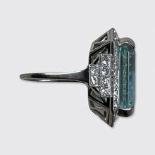 Load image into Gallery viewer, Vintage Aquamarine &amp; Diamond Cocktail Ring