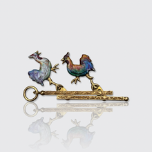 Load image into Gallery viewer, 19th Century Enameled Fighting Roosters Novelty Pendant