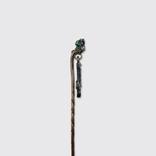Load image into Gallery viewer, Antique Emerald &amp; Diamond Crowned Anchor Stickpin in Box, René Bouvet