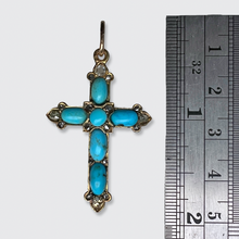 Load image into Gallery viewer, Victorian Turquoise &amp; Diamond Cross Pendant