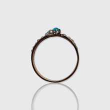 Load image into Gallery viewer, Victorian era Turquoise &amp; Pearl Crossover Ring