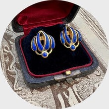 Load image into Gallery viewer, Vintage Lapis Lazuli Lotus Earrings