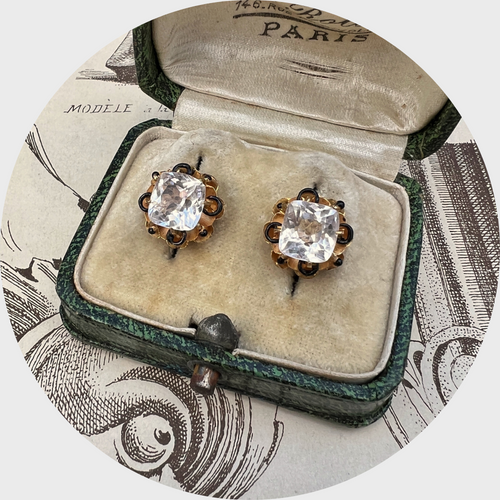 Old Mine-Cut Paste Earrings