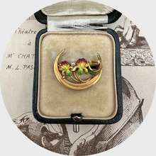 Load image into Gallery viewer, Enamel Crescent Moon Brooch by Krementz
