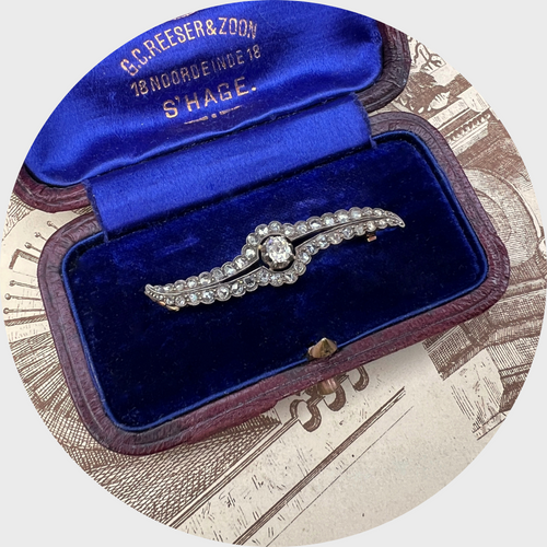 Victorian Rose-Cut Diamond Swirl Brooch