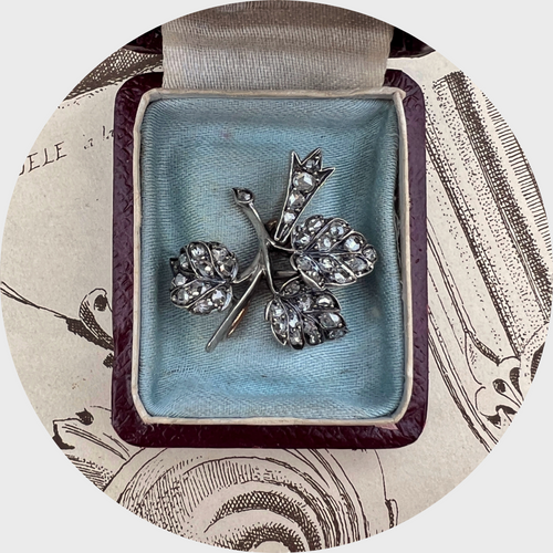 Rose-Cut Diamond Branch Pendant Brooch