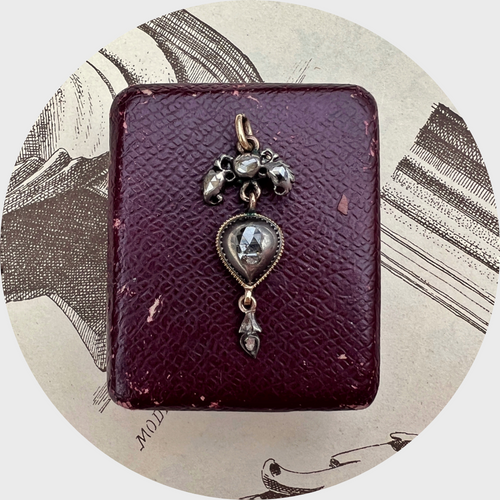 Georgian Crowned Heart Drop Pendant