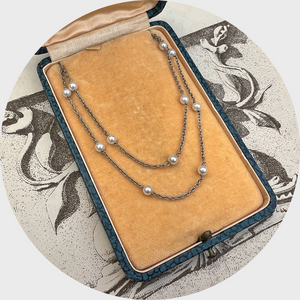 Reserved, payment 1/4: Platinum Pearl Station Necklace