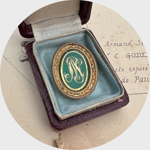 Georgian Enamel 'NJ' Monogram Pendant