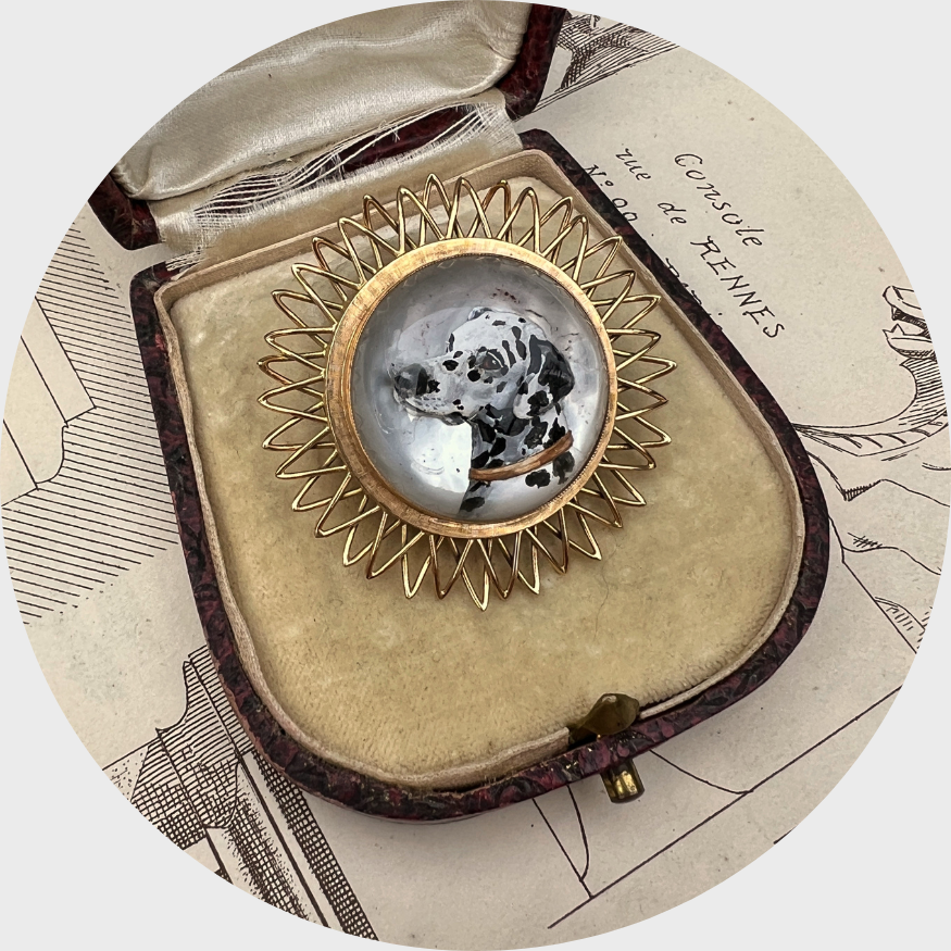 Round Essex Crystal Dalmatian Brooch