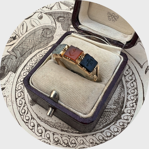 Georgian Hardstone 'Hope, Love & Faith' Ring