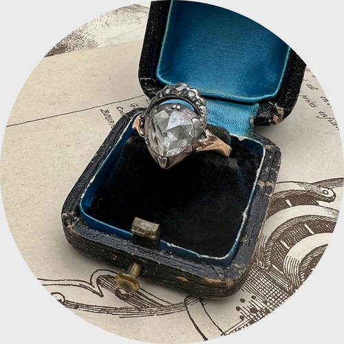 Rose-Cut Diamond Crowned Heart Ring