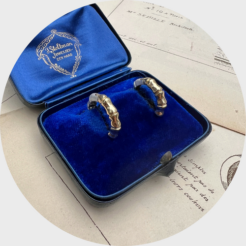 Two-Tone Gold Bamboo Hoop Earrings